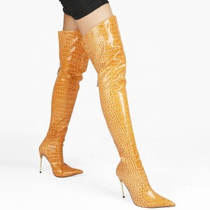 Bottes longues à talons aiguilles multicolores tendance automne-hiver 2021, à fermeture éclair arrière, pour femmes - Product Image 5