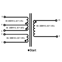 Transformador de Bobina Toroidal con Núcleo de Ferrita Tianyi 220 de 12 Voltios EE25 EE28 para Aplicaciones de Bajo Voltaje, Frecuencia de 20KHz-500KHz, CE CQC