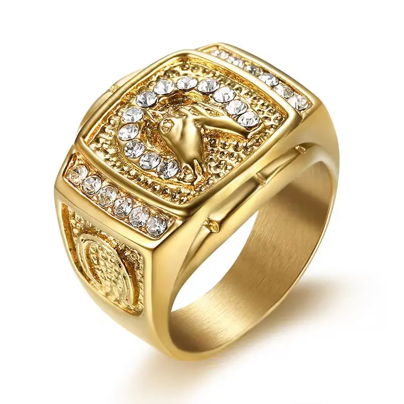Hochwertiger Moissanit 18k Gold und Silber plattiert Farbe Diamant Stein Herren Schmuck individuelle Ringe für Männer