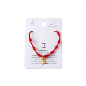 Bracelet de cheville en cordon rouge fait main en acier inoxydable avec pendentif Zodiaque Gemini Seven Star pour femme – Bijou de mode - Product Image 1