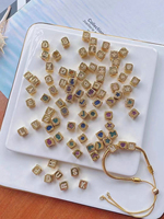 Usine Micro Zircon Pave Or Couleur Plaqué A-Z Alphabet RainbowLetter Étoile Lune Soleil Fruits Perles Pendentif pour la fabrication de bijoux
