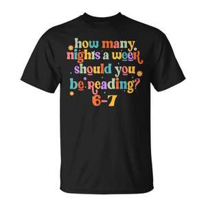 Camiseta Six Seven 6 7 Meme Teacher Reading para educadores y amantes de los libros - Product Image 1