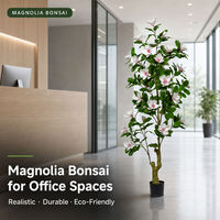 Bonsaï de magnolia artificiel 170-210 cm, faux arbre en plastique en pot pour la décoration intérieure et extérieure de la maison, du bureau et de l'hôtel
