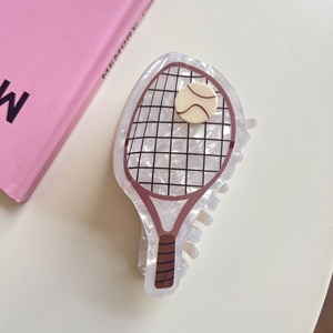 Acetate Hair Claw Creative Fun Tennis Racket Accessory Cartoon Design 10cm for Women Eco-Friendly European American Style - Product Image 4