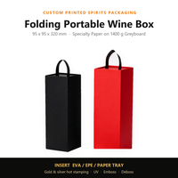 Boîte cadeau en papier pliable avec logo personnalisé et poignée en ruban pour emballage de bouteille unique, fabricant en gros