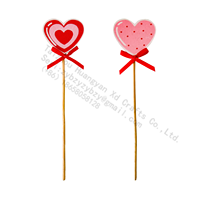Décoration de jardin en bois en forme de cœur pour la Saint-Valentin, piquet décoratif en forme de cœur, pour pot de fleurs, gâteau, plante, avec nœud rouge, 3,5x13cm