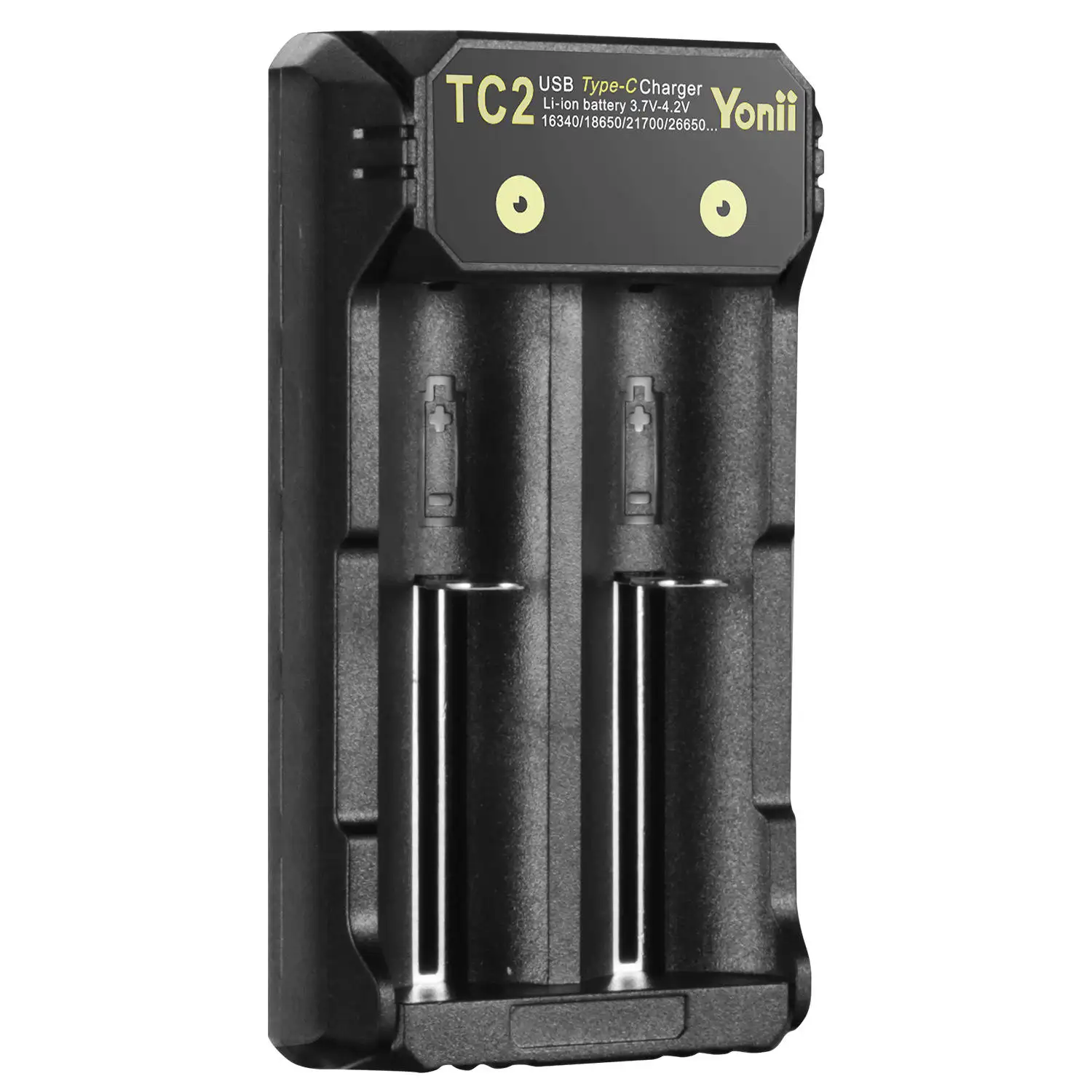 Yonii TC2 Type C 18650 lithium ion battery charger 26650 dual slot flashlight 21700 charger 2A rechargeable battery charger