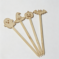 Piques à cocktail en bambou écologiques en forme de chapeau de sorcière, approuvées FDA LFGB, pour les fêtes et les buffets d'Halloween