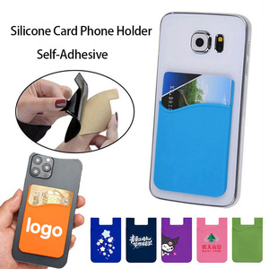 Custom Logo Fashion Colorful Silicone Rubber Adhesive Sticker Back Cover Card Holder Case Pouch For Cell Phone Card Holder - Product Image 2