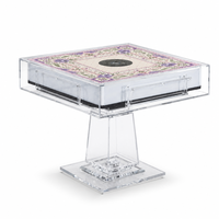 Table de Mahjong Électrique Automatique en Acrylique Transparent pour Quatre Joueurs avec Mélangeur de Tuiles et Plateau Pliant