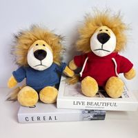 Jouets en peluche personnalisés à succès avec logo sur mesure, animaux en peluche mignons, design animalier, jouets en peluche animaux de la forêt, lion avec vêtements