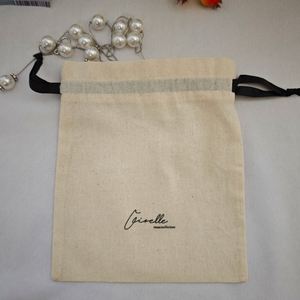 Sac à cordon en coton de luxe, pochette personnalisée pour accessoires de créateur, pour le rangement de bijoux, organiseur portable, sac cadeau réutilisable - Product Image 6