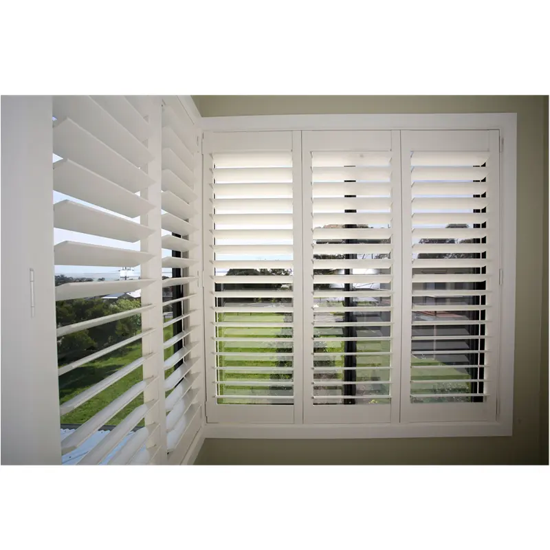 Shutters White 89mm Louvre Wood PVC Window Plantation Shutters From China