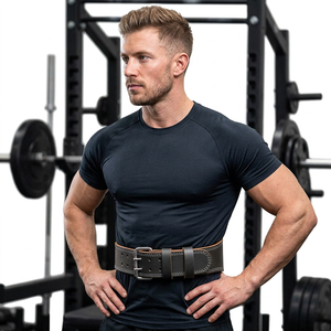 Ceinture de gymnastique unisexe de qualité supérieure Ceinture d'haltérophilie en cuir de vachette avec logo personnalisé et support dorsal pour l'entraînement physique - Product Image 1