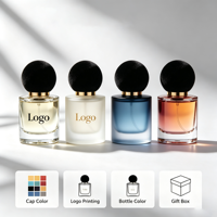 Flacon de parfum en verre transparent de 15 ml avec bouchon sphérique en velours, couvercle floqué coloré, atomiseur vide