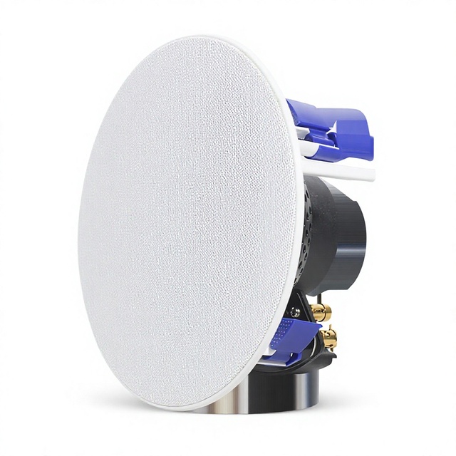 V Slim Flush Mount Rimless 2 Way Coaxial Ceiling Speaker with Sealed Back Cover & Paintable Grille for Home Theate