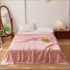 <strong>Pink</strong> Gray Beige Brown Green Woven 100% Cotton Towel Blankets-Home Use Bath Towel Quilt <strong>Throws</strong> - Product Image 4