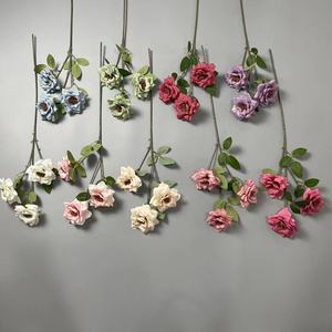 Artificial Roses <b>Silk</b> <b>Flower</b> High Simulation Wedding Home Outdoor Decorations Single Branch Miniature Rose - Product Image 2