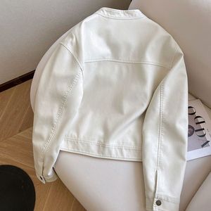 Giacca Corta da <span class=keywords><strong>Donna</strong></span> <span class=keywords><strong>in</strong></span> <span class=keywords><strong>Pelle</strong></span> PU Stile Coreano, Casual, Versatile, con Cerniera, Nuova Collezione Primavera Autunno 2025, Moda Retrò - Product Image 3