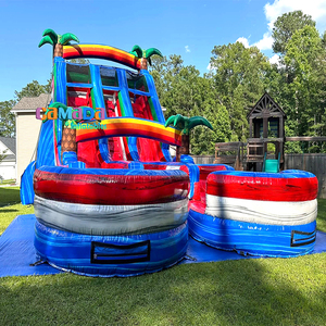 Structure gonflable de location pour événements : toboggan double avec mur d'escalade, glissades aquatiques en PVC 0,55 mm avec double piscine pour fêtes d'anniversaire et festivals - Product Image 3