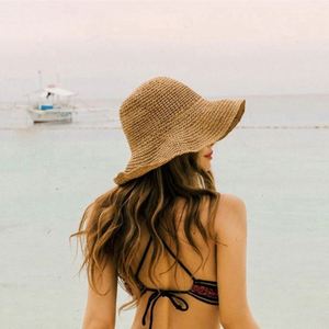 Sombrero de Paja Plegable Hecho a Mano para Mujer, Sombrero de Playa Versátil para Verano - Product Image 1