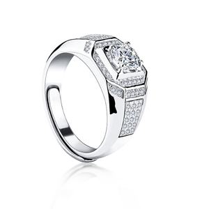 Anillo de Compromiso de Plata de Ley 925 de Alta Calidad con Moissanita Redonda de 1 Quilate Ajustable de Xingyue Gems - Product Image 3