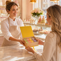 Boîte pliable à rabat pour gagner de la place, avec nœud en ruban, boîte rigide pour macarons, boîte en papier kraft mat pour emballages de desserts