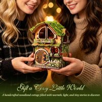 Hamaileon Kit de maison miniature en bois DIY Green Vine Cottage pour adultes, maison de forêt avec lumières LED, puzzle en bois 3D