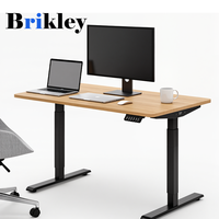 Escritorio Eléctrico Inteligente Moderno Brikley para Hogar/Oficina, Mesa con Altura Ajustable, Superficie HPL, Cajón, Puertos USB, Cargador Inalámbrico, Escritorio con Dispensador de Agua