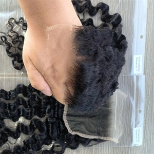 Màu sắc tự nhiên sâu sóng xoăn HD ren đóng cửa skinlike Remy Peru tóc con người xoăn 4x4 HD Trong Suốt Ren tóc đóng cửa - Product Image 3