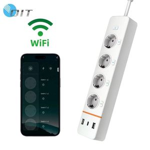 Tira de alimentación de <span class=keywords><strong>enchufe</strong></span> inteligente de 4 salidas, 1,8 m, cable de la UE, 30W, PD, 2, 2, 2, 2, 16A, clasificación CN estándar para uso Industrial, <span class=keywords><strong>WiFi</strong></span> Zigbee - Product Image 3