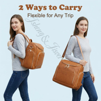 Sac à dos pour couches en PU de luxe, résistant à l'eau, avec clips pour poussette et port USB |   Sac de voyage convertible pour poussette, utilisation quotidienne