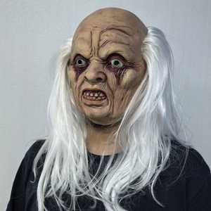 Maschera <span class=keywords><strong>Horror</strong></span> in Lattice Stile Mediterraneo con Occhi Sporgenti, Viso Rugoso, Denti a Crosta e Capelli Bianchi per Halloween - Product Image 3