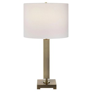 Two-Tone <b>Silver</b> & Brass Modern Minimalist Table <b>Lamp</b> | Sleek Mid-Century Lighting for Hotel Bedroom & Office - Product Image 4