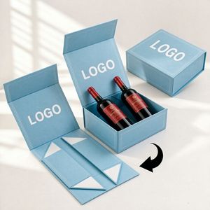 Boîte cadeau pour vin en carton avec fermeture magnétique personnalisée de luxe, logo sur mesure, laminage mat, revêtement UV et gaufrage - Product Image 1