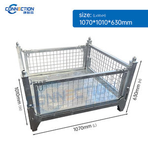 Palette de stockage pliable en acier <span class=keywords><strong>galvanisé</strong></span> robuste, cage à fil avec chariot - Product Image 4