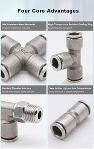 Raccords et connecteurs <span class=keywords><strong>de</strong></span> tuyau pneumatique en acier inoxydable <span class=keywords><strong>de</strong></span> haute qualité pour l'automatisation industrielle, marque APHT - Product Image 3