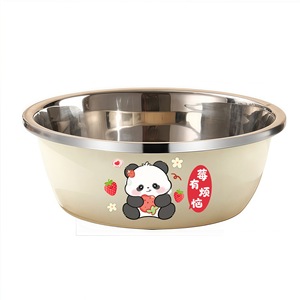Bol à soupe en acier inoxydable Xinrong, grande capacité, épaissi, qualité alimentaire, design panda de dessin animé, pour usage en cuisine - Product Image 1