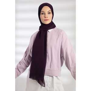 ผ้าคลุมไหล่ชีฟองสุดหรูสำหรับผู้หญิง สีม่วงมะเขือม่วง ระบายอากาศได้ดี น้ำหนักเบา สไตล์ตะวันออกกลาง - Product Image 3