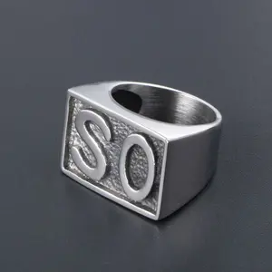 Cross-border e-commerce supply fashion simple SO English characters 316L Stainless Steel ring business SA723