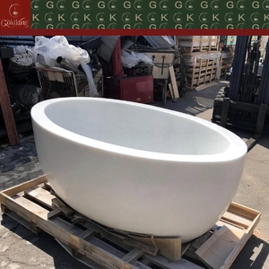 Bañera Independiente de Mármol de Alta Gama GOLDKING, Color Blanco Puro, Superficie Lisa, Acabado Pulido a Mano - Product Image 3