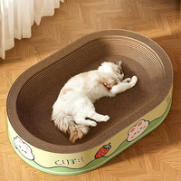 Griffoir ovale pour chat et lit pour chat qui ne laisse pas de peluches
