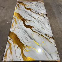 Nouveau design, panneau mural en feuille de marbre UV à lignes dorées, revêtement en PVC à lattes, plaque UV en plastique, léger, imperméable, pour hôtel