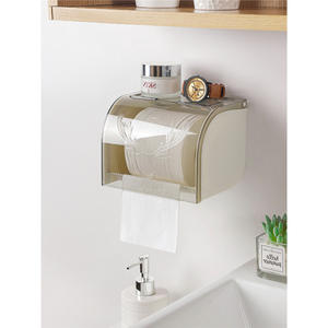 Porte-papier toilette transparent et étanche, boîte à mouchoirs rectangulaire auto-adhésive pour salle de bain, mouchoirs extractibles de taille standard - Product Image 2