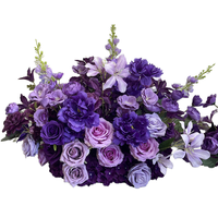Boule de fleurs artificielles violettes mélangées, roses en soie, marguerites, arrangement floral, centre de table de mariage, décoration de fête à domicile