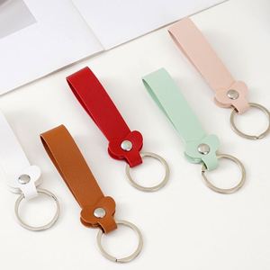 Faux Leather Keychain Creative Simple Metal <b>Key</b> <b>Ring</b> Multi-color Macaron Car Keyring Pendant - Product Image 3