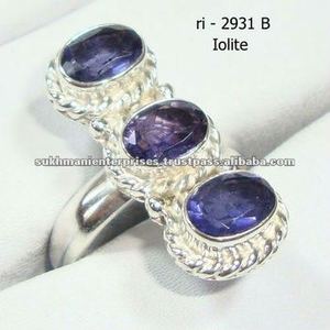 925แหวนนิ้วชี้พลอย iolite เหลี่ยมเพชรพลอยเงินสเตอร์ลิงแหวน MIDI แหวน MIDI แหวนวางซ้อนกันได้สัญญาในราคาต่ำ - Product Image 1