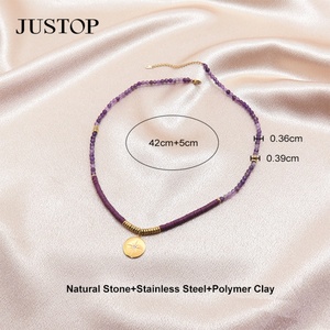 ลูกปัดชุบทองทันสมัยสำหรับทำเครื่องประดับโชคเกอร์สร้อยหยกสีเขียวสตรีสร้อยคอจี้รูปดาวทำจากสแตนเลส - Product Image 3