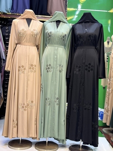 Best Wholesale Umbrella Abaya Stone Work Handmade Sequined Arabic Dubai Style Full Flare Nida Fabric Evening Party Dress - Product Image 5