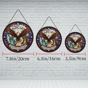 250th Usa Anniversary Stained Glass Suncatcher Window <b>Hanging</b> Art Pendant - Product Image 5